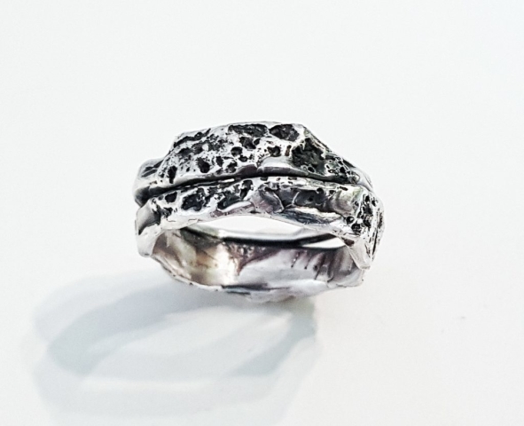organic sterling silver ring lost wax