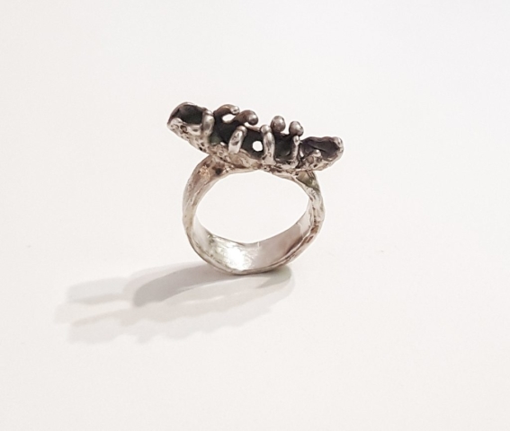 organic sterling silver hollow ring