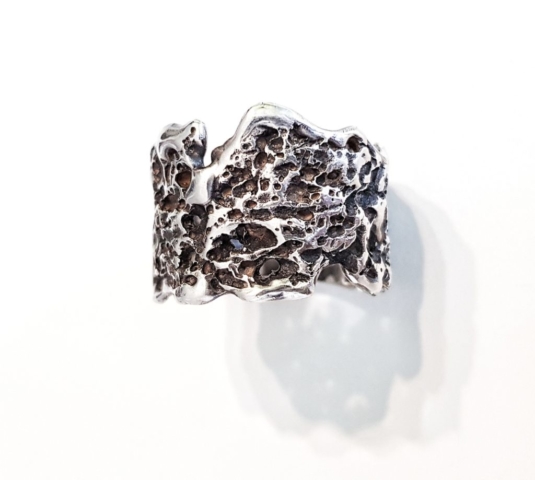 organic sterling silver ring, lost wax